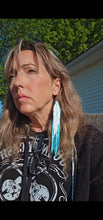 Load image into Gallery viewer, 3D Printed Feather Leather Fringe Earrings Made in America
