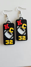 Load image into Gallery viewer, 3D Print KC Chiefs Player Number Football Earrings choice of number
