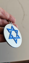 Load image into Gallery viewer, 3D Print Israel Flag Star of David Ornament or Keychain
