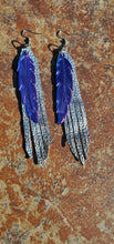 Load image into Gallery viewer, 3D Printed Feather Leather Fringe Earrings Made in America
