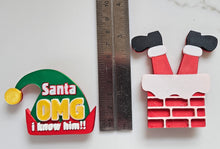 Load image into Gallery viewer, set of 2 Santa Elf I Know Him Hat Magnets Christmas Made in America Choice of Sizes
