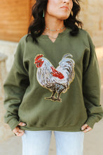 Load image into Gallery viewer, Rooster Sequin V-neck Graphic Sweatshirt
