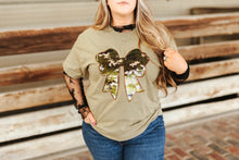 Load image into Gallery viewer, Sequin Camo Bow Graphic Tee
