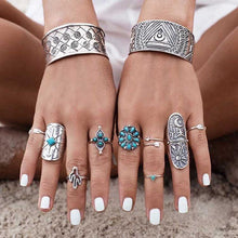 Load image into Gallery viewer, Silver and Turquoise Ring Set
