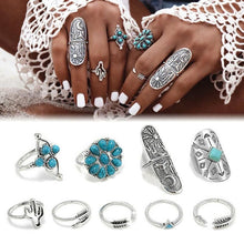 Load image into Gallery viewer, Silver and Turquoise Ring Set
