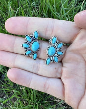Load image into Gallery viewer, Small Turquoise Cluster Stud Earrings
