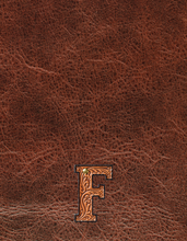 Load image into Gallery viewer, Monogrammed Initial Western Leather Look Saddle Longhorn Cowboy Cowgirl Kitchen Dish Towels Made in America
