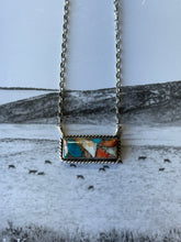Load image into Gallery viewer, Spiny Oyster Turquoise Bar Necklace
