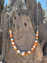 Load image into Gallery viewer, Sterling Silver Desert Sunset Spiny Oyster Chain Choker
