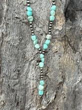 Load image into Gallery viewer, Sterling Silver Mesa Aqua Beaded Lariat Necklace
