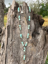 Load image into Gallery viewer, Sterling Silver Mesa Aqua Beaded Lariat Necklace
