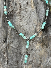 Load image into Gallery viewer, Sterling Silver Mesa Aqua Beaded Lariat Necklace
