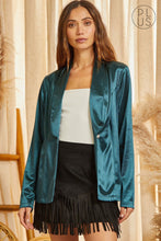Load image into Gallery viewer, Teal Satin Blazer Plus Size
