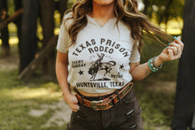 Load image into Gallery viewer, Texas Prison Rodeo Cowboy Raw Cut V-neck Graphic Tee
