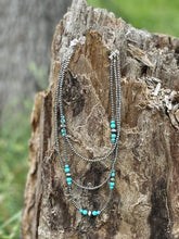Load image into Gallery viewer, Triple Layer Turquoise Bead Necklace
