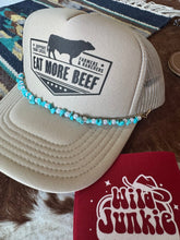 Load image into Gallery viewer, Turquoise and Faux Pearl Trucker Hat Chain
