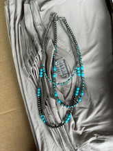 Load image into Gallery viewer, Turquoise and Silver Pearl Layered Necklace

