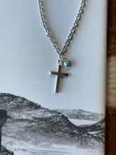 Load image into Gallery viewer, Turquoise Cross Pendant Chain Necklace
