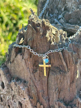 Load image into Gallery viewer, Turquoise Cross Pendant Chain Necklace
