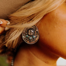Load image into Gallery viewer, Turquoise Stone Cowgirl Hat Stud Earrings
