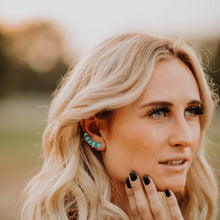 Load image into Gallery viewer, Turquoise Stone Ear Climber Set
