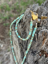 Load image into Gallery viewer, Golden Turquoise Trail Heishi Beaded Bracelet
