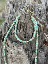 Load image into Gallery viewer, Golden Turquoise Trail Heishi Beaded Bracelet

