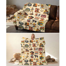 Load image into Gallery viewer, Baha Ranch Vintage Cowboy Collage Ultra-Soft Micro Fleece Blanket 60" x 80" Made in America
