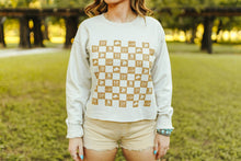 Load image into Gallery viewer, Western Checkers Raw Crop Graphic Sweatshirt
