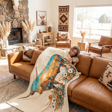 Load image into Gallery viewer, Baha Ranch Painted Longhorn Throw Blanket 60" x 80" Made in America
