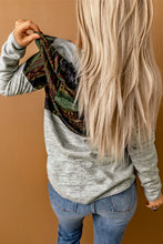 Load image into Gallery viewer, Printed Color Block Drawstring Detail Hoodie
