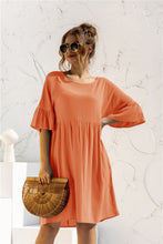 Load image into Gallery viewer, Boat Neck Flounce Sleeve Knee-Length Dress
