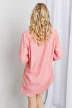 Load image into Gallery viewer, Zenana Striped Shirt and Shorts Loungewear Set in Deep Coral
