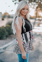 Load image into Gallery viewer, Leopard Floral Color Block V-Neck Tank Top
