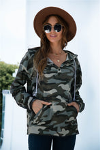 Load image into Gallery viewer, Full Size Printed Quarter-Snap Drop Shoulder Hoodie
