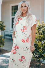 Load image into Gallery viewer, Floral Side Slit Cuffed Sleeve Midi Dress
