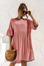 Load image into Gallery viewer, Boat Neck Flounce Sleeve Knee-Length Dress
