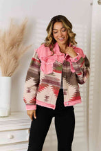 Load image into Gallery viewer, Geometric Raw Hem Denim Jacket

