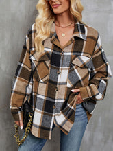 Load image into Gallery viewer, Plaid Button Up Dropped Shoulder Outerwear

