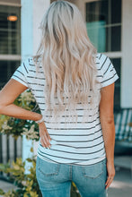 Load image into Gallery viewer, Striped Notched Neck T-Shirt
