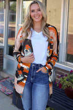 Load image into Gallery viewer, Geometric Open Front Long Sleeve Cardigan with Pockets
