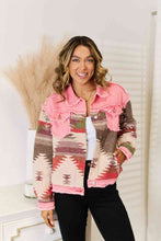 Load image into Gallery viewer, Geometric Raw Hem Denim Jacket
