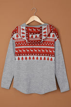 Load image into Gallery viewer, Printed Color Block Drawstring Detail Hoodie
