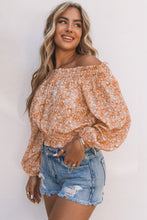 Load image into Gallery viewer, Floral Frill Trim Smocked Off-Shoulder Top
