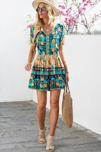 Load image into Gallery viewer, Floral Multicolored Tie-Neck Romper
