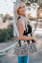 Load image into Gallery viewer, Leopard Floral Color Block V-Neck Tank Top

