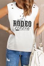 Load image into Gallery viewer, JUST A RODEO MAMA Graphic Distressed Tank
