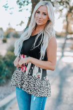 Load image into Gallery viewer, Leopard Floral Color Block V-Neck Tank Top
