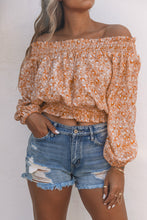Load image into Gallery viewer, Floral Frill Trim Smocked Off-Shoulder Top
