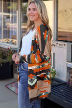 Load image into Gallery viewer, Geometric Open Front Long Sleeve Cardigan with Pockets
